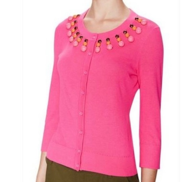 Kate Spade Rio Pink Embellished Cardigan Sweater - Picture 7 of 7
